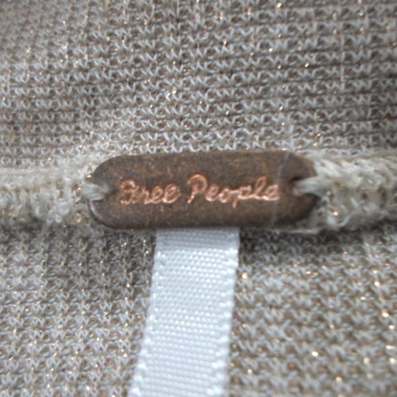 Free People Glam Pink Beige Metallic Turtleneck Top - Picture 4 of 6